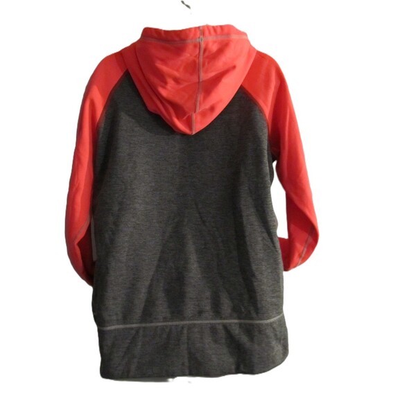 NIKE Hoodie Women's Sz L Therma Fit Hooded Sweatshirt Thumb Hole Gray Neon Pink - Picture 2 of 3